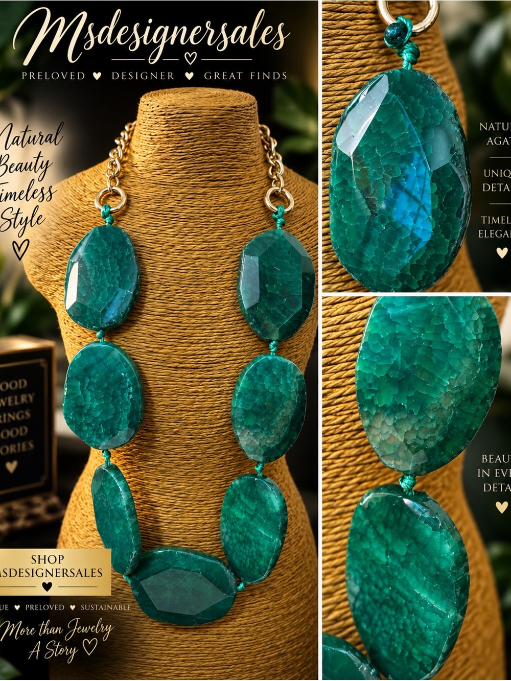 Teal Agate Statement Necklace